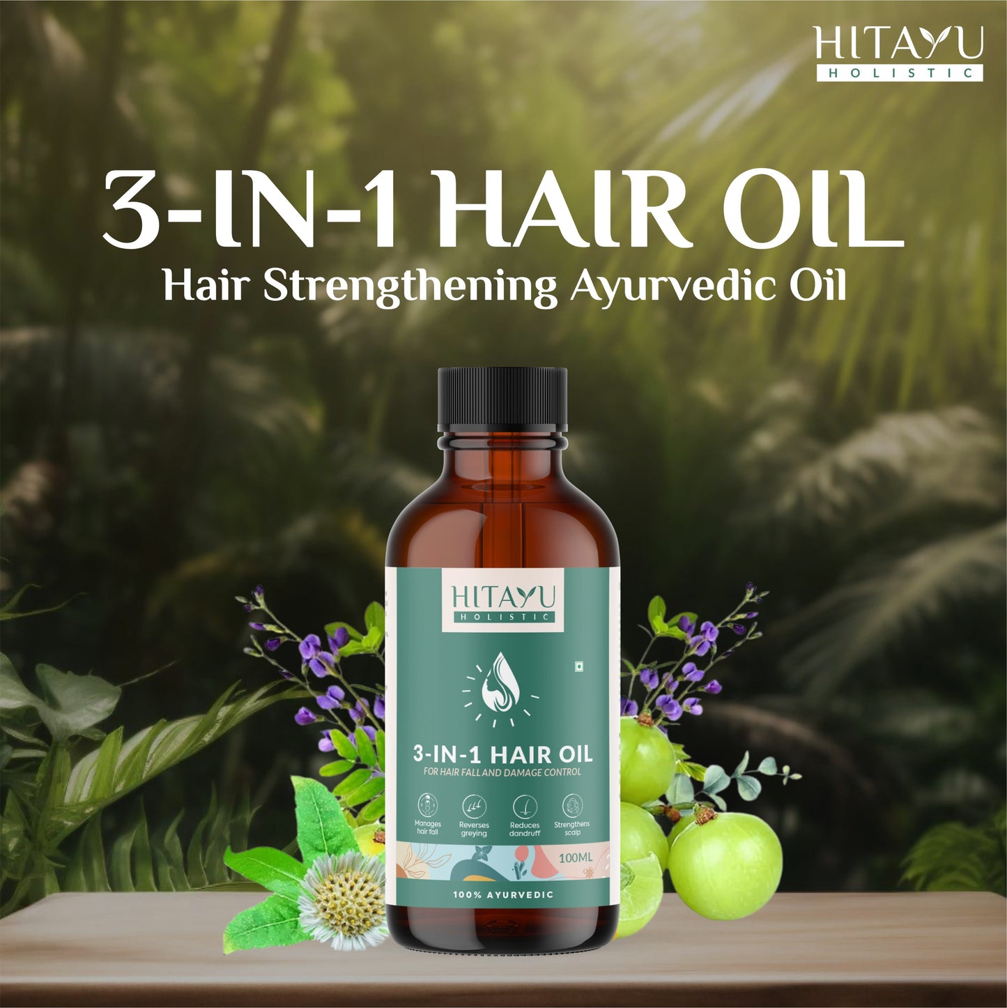 3‑in‑1 Ayurvedic Hair Oil