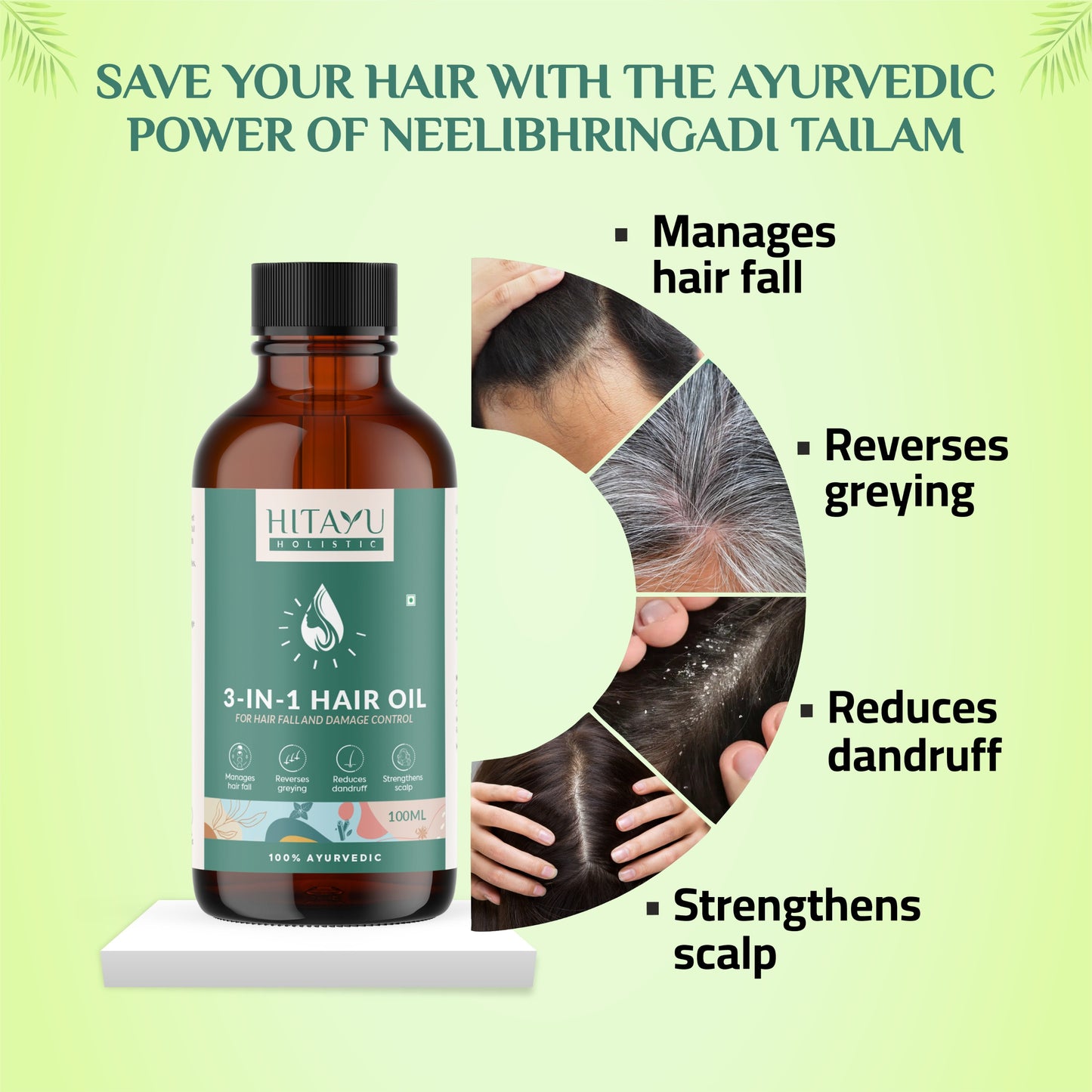 3‑in‑1 Ayurvedic Hair Oil