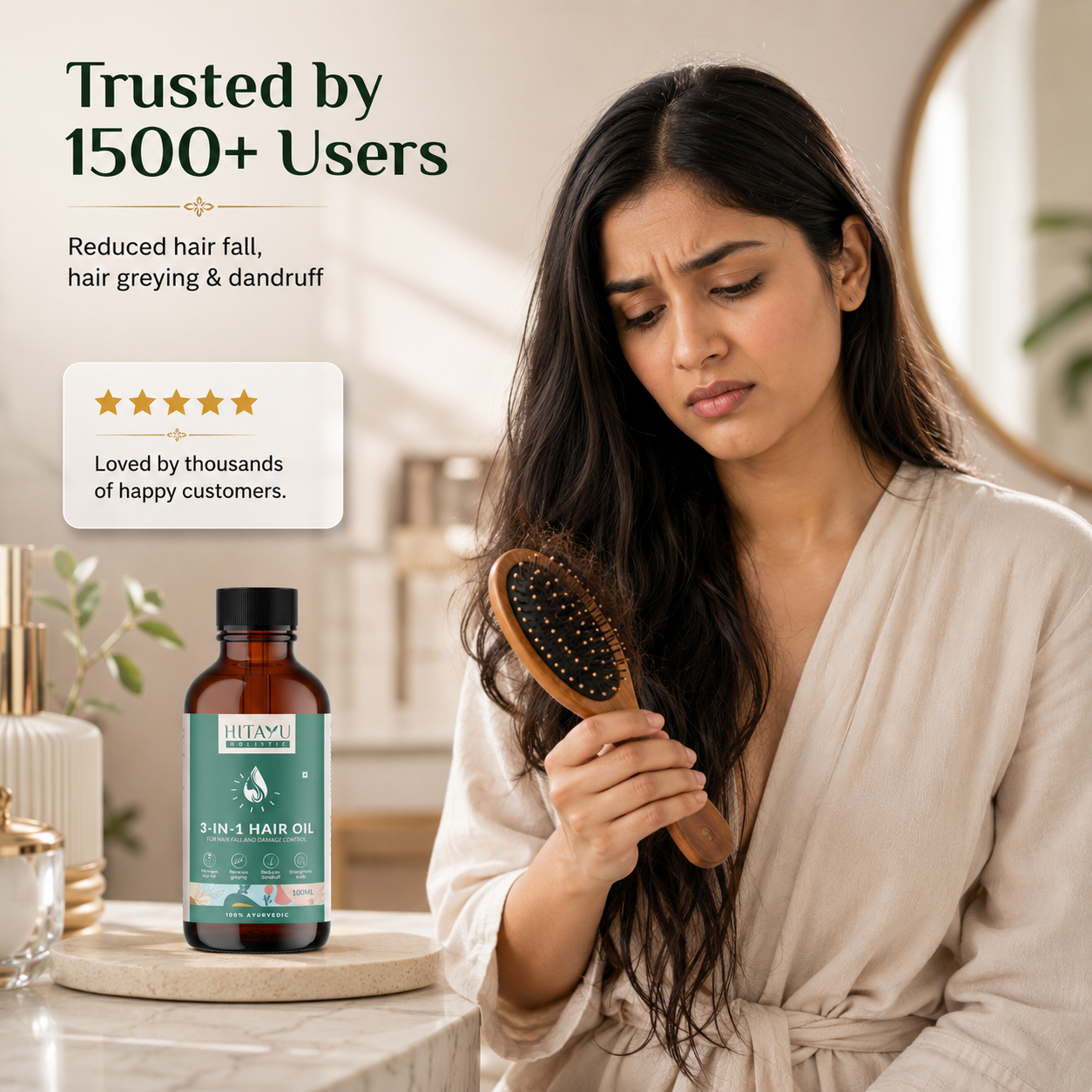 3‑in‑1 Ayurvedic Hair Oil | Reverses Premature Greying | 100ml