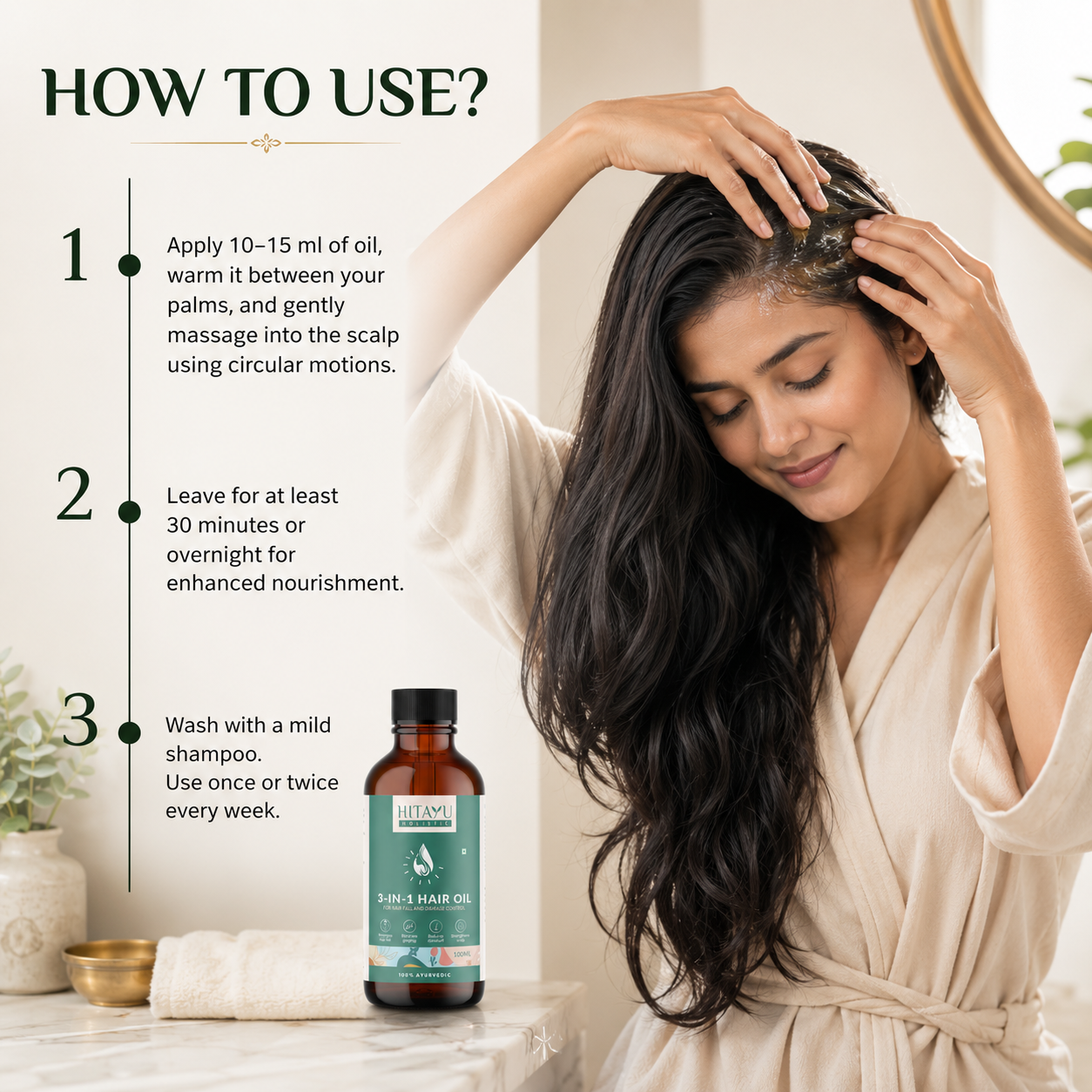 3‑in‑1 Ayurvedic Hair Oil | Reverses Premature Greying | 100ml