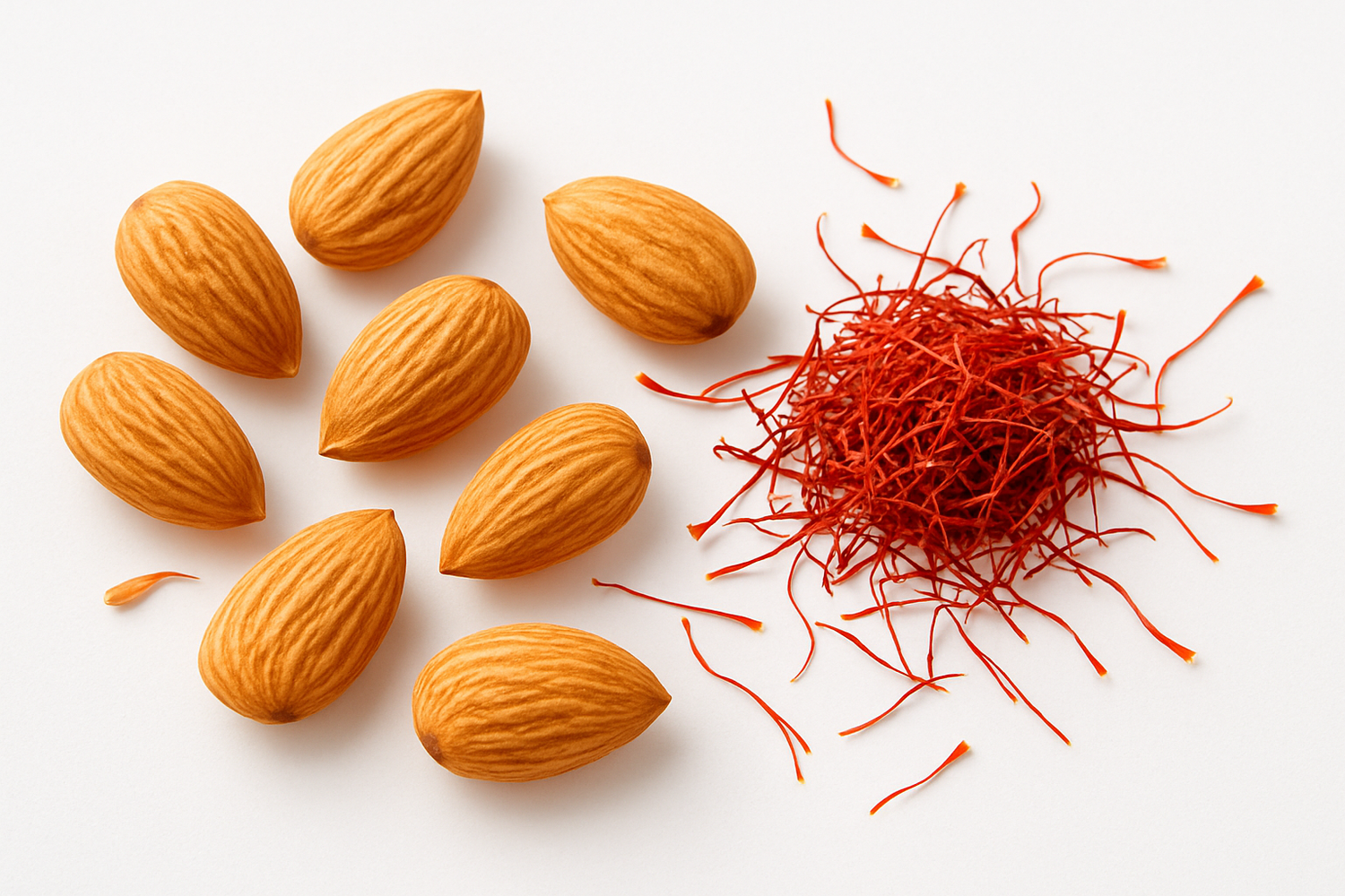 generate image of almond and kesar with lighter tone